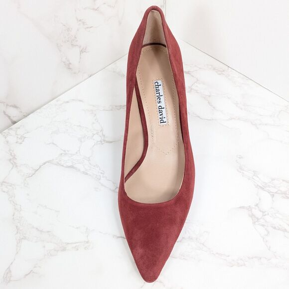 NEW Charles David Womens Arsenal Pointed Toe Suede Pump Mulberry Red 6M - Picture 9 of 11